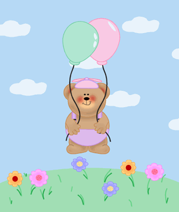 Baby Bear Floating Away With Balloons