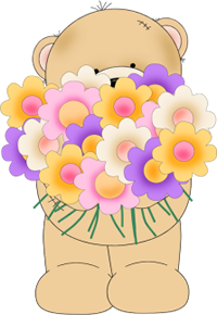 Bear Holding A Bunch Of Flowers