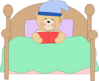 Bear Reading - bear sitting in bed reading a book.