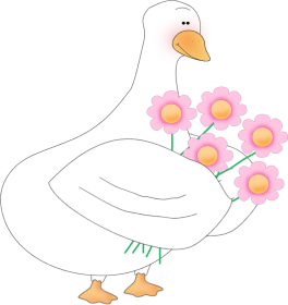 Duck Holding Flowers