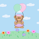 Baby Bear Floating Away With Balloons