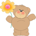Bear Holding Flower Waving Hello